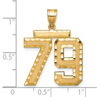 14K Yellow Gold Large Brushed Diamond-cut Number 79 Charm view 2