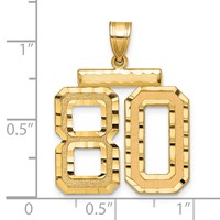 14K Yellow Gold Large Brushed Diamond-cut Number 80 Charm view 2