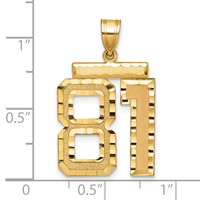 14K Yellow Gold Large Brushed Diamond-cut Number 81 Charm view 2