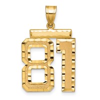 14K Yellow Gold Large Brushed Diamond-cut Number 81 Charm view 1