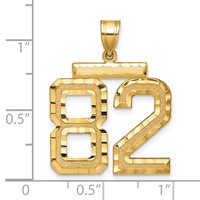 14K Yellow Gold Large Brushed Diamond-cut Number 82 Charm view 2