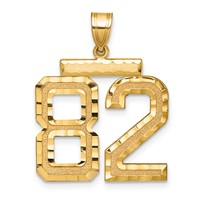 14K Yellow Gold Large Brushed Diamond-cut Number 82 Charm view 1