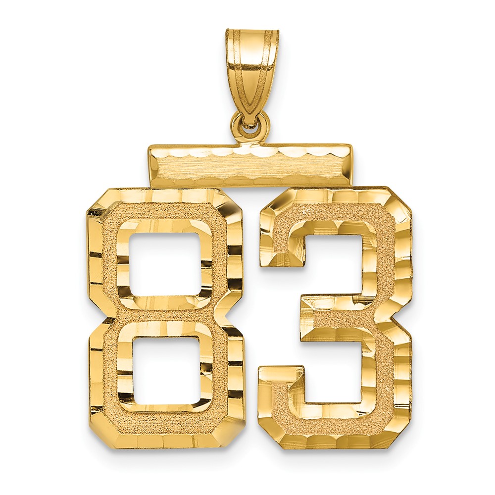 14K Large Brushed Diamond-cut Number 83 Charm