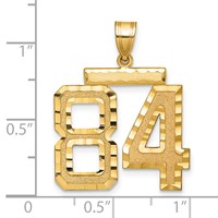 14K Yellow Gold Large Brushed Diamond-cut Number 84 Charm view 2
