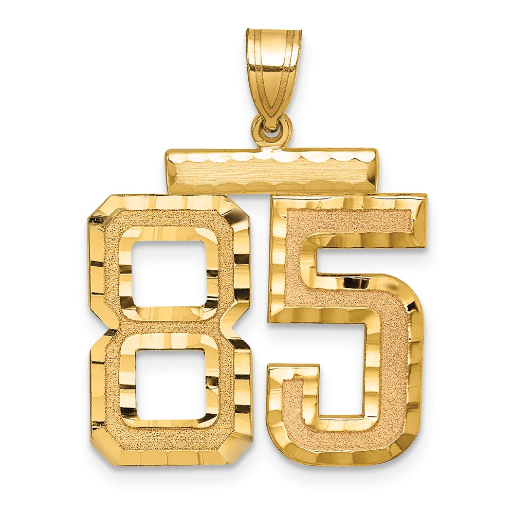 14K Yellow Gold Large Brushed Diamond-cut Number 85 Charm