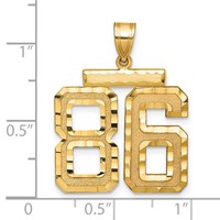 14K Yellow Gold Large Brushed Diamond-cut Number 86 Charm view 2