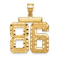 14K Yellow Gold Large Brushed Diamond-cut Number 86 Charm view 1