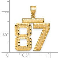 14K Large Brushed Diamond-cut Number 87 Charm view 2