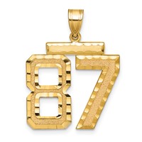 14K Large Brushed Diamond-cut Number 87 Charm view 1