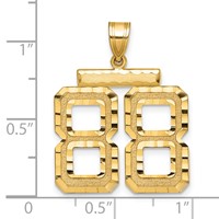 14K Yellow Gold Large Brushed Diamond-cut Number 88 Charm view 2