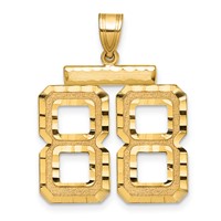14K Yellow Gold Large Brushed Diamond-cut Number 88 Charm view 1