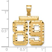 14K Yellow Gold Large Brushed Diamond-cut Number 89 Charm view 2
