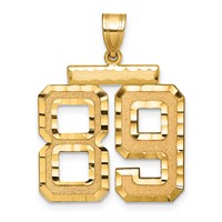 14K Yellow Gold Large Brushed Diamond-cut Number 89 Charm view 1