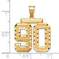 14K Yellow Gold Large Brushed Diamond-cut Number 90 Charm view 2