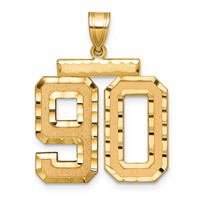 14K Yellow Gold Large Brushed Diamond-cut Number 90 Charm view 1