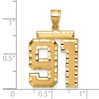 14K Large Brushed Diamond-cut Number 91 Charm view 2
