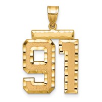 14K Large Brushed Diamond-cut Number 91 Charm view 1