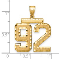 14K Yellow Gold Large Brushed Diamond-cut Number 92 Charm view 2
