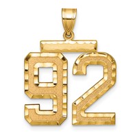 14K Yellow Gold Large Brushed Diamond-cut Number 92 Charm view 1