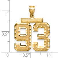 14K Yellow Gold Large Brushed Diamond-cut Number 93 Charm view 2