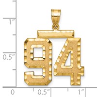 14K Yellow Gold Large Brushed Diamond-cut Number 94 Charm view 2