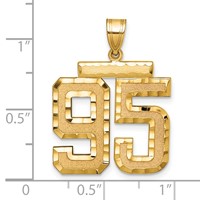 14K Yellow Gold Large Brushed Diamond-cut Number 95 Charm view 2