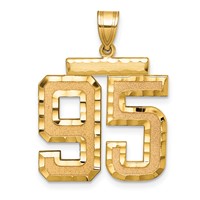14K Yellow Gold Large Brushed Diamond-cut Number 95 Charm view 1