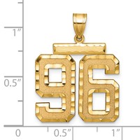 14K Yellow Gold Large Brushed Diamond-cut Number 96 Charm view 3