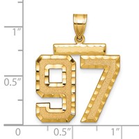 14K Yellow Gold Large Brushed Diamond-cut Number 97 Charm view 2