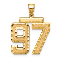 14K Yellow Gold Large Brushed Diamond-cut Number 97 Charm view 1