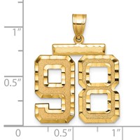 14K Large Brushed Diamond-cut Number 98 Charm view 2