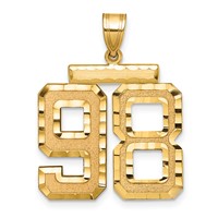 14K Large Brushed Diamond-cut Number 98 Charm view 1