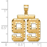 14K Yellow Gold Large Brushed Diamond-cut Number 99 Charm view 2