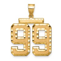 14K Yellow Gold Large Brushed Diamond-cut Number 99 Charm view 1