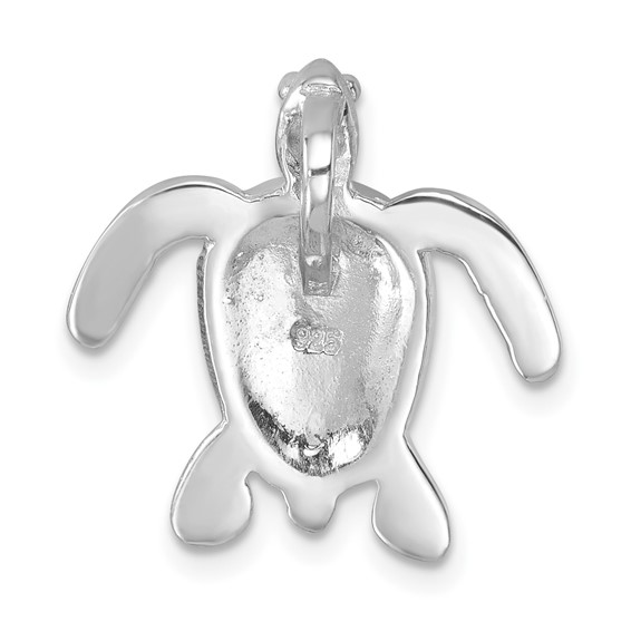 Sterling Silver Rhodium-plated Enameled Polished Dive Flag Turtle Chain Slide