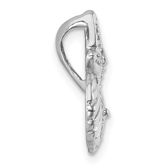 Sterling Silver Rh-plated Polished Starfish,Sand Dollar & Shell Chain Slide