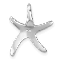 Sterling Silver Rhodium-plated Polished Sea Star Chain Slide view 3