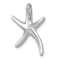 Sterling Silver Rhodium-plated Polished Sea Star Chain Slide view 4
