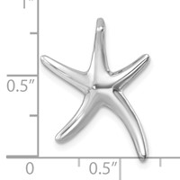 Sterling Silver Rhodium-plated Polished Sea Star Chain Slide view 5