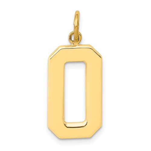 14K Yellow Gold Large Polished Number 0 Charm