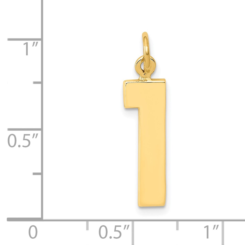 14k  Large Polished Number 1 Charm (LP01)