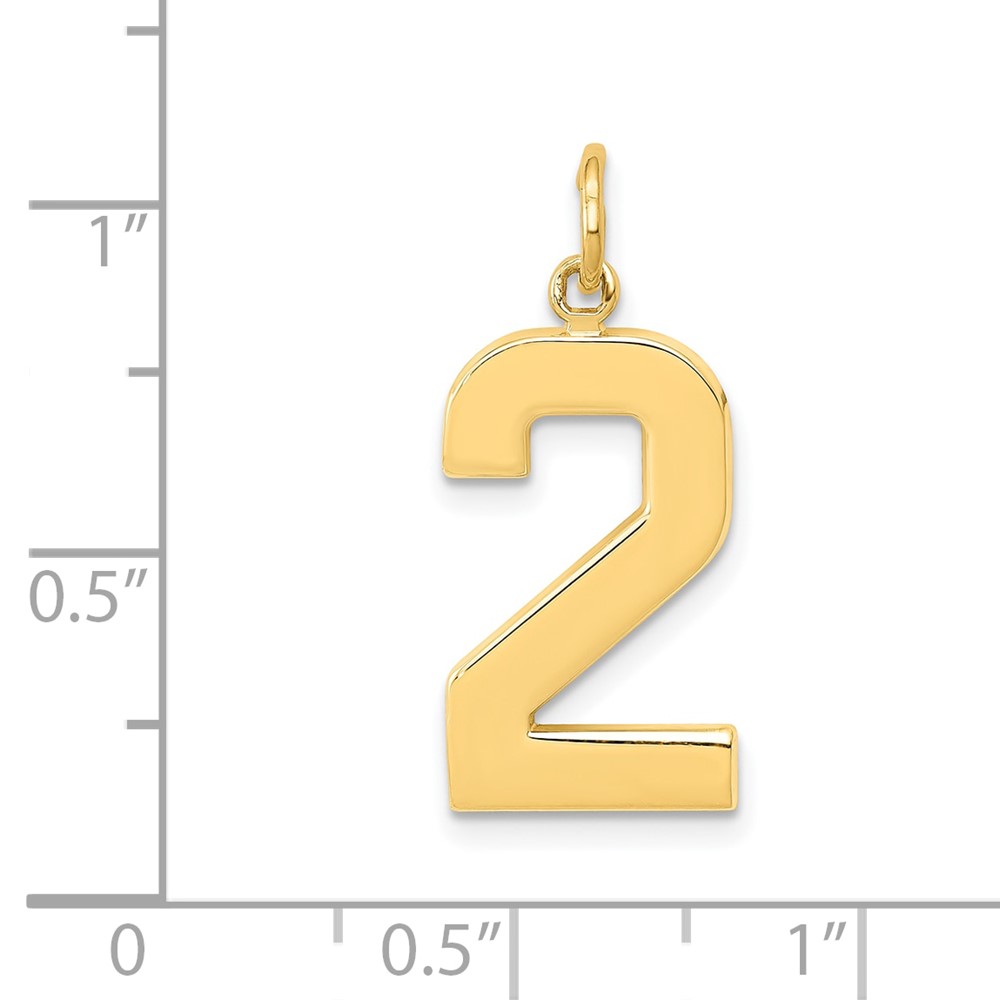 14k  Large Polished Number 2 Charm (LP02)