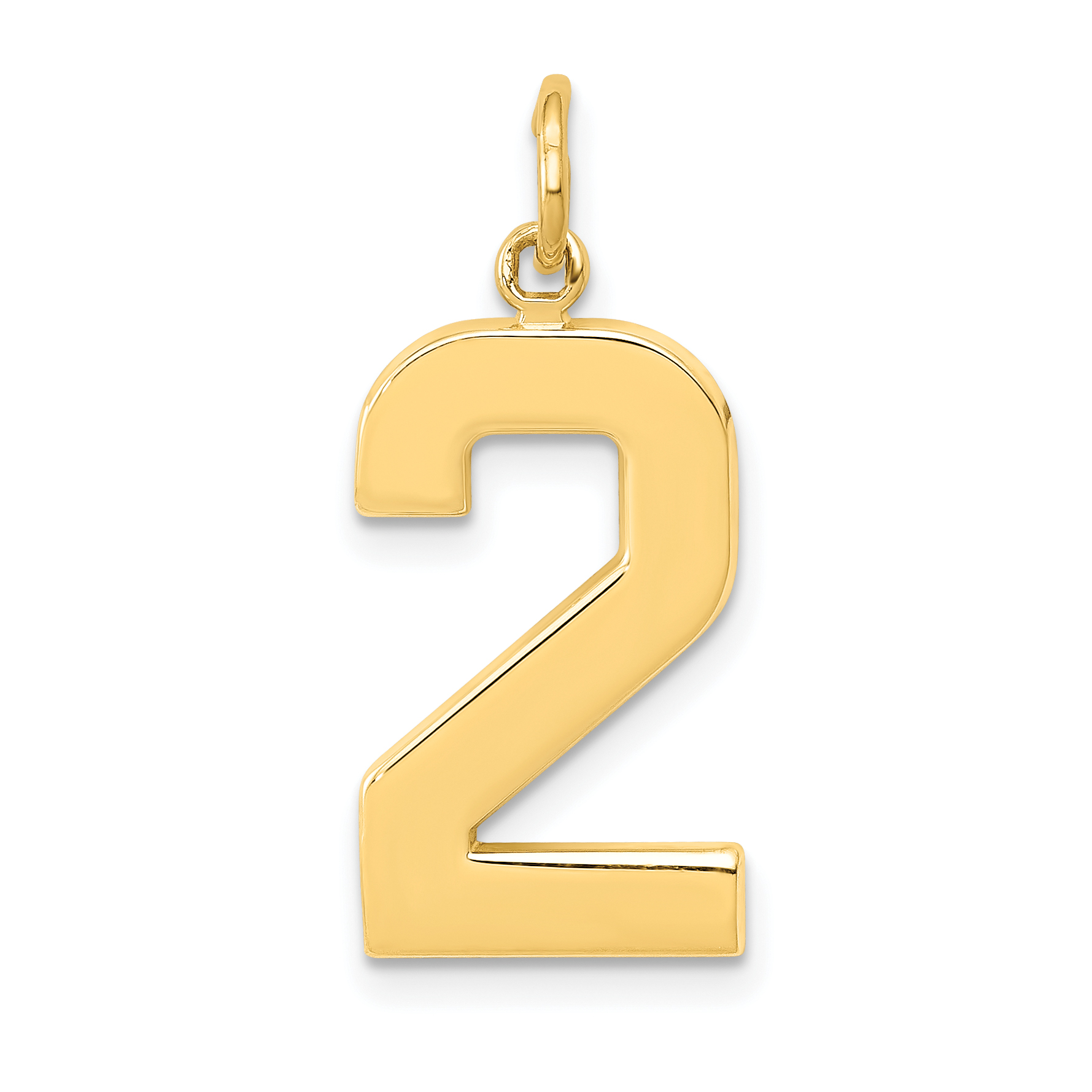 14k  Large Polished Number 2 Charm (LP02)