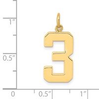14K Large Polished Number 3 Charm view 4