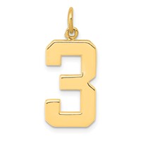 14K Large Polished Number 3 Charm view 1