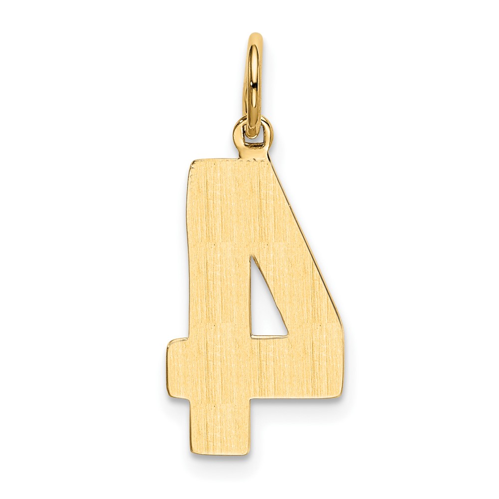 14k  Large Polished Number 4 Charm (LP04)