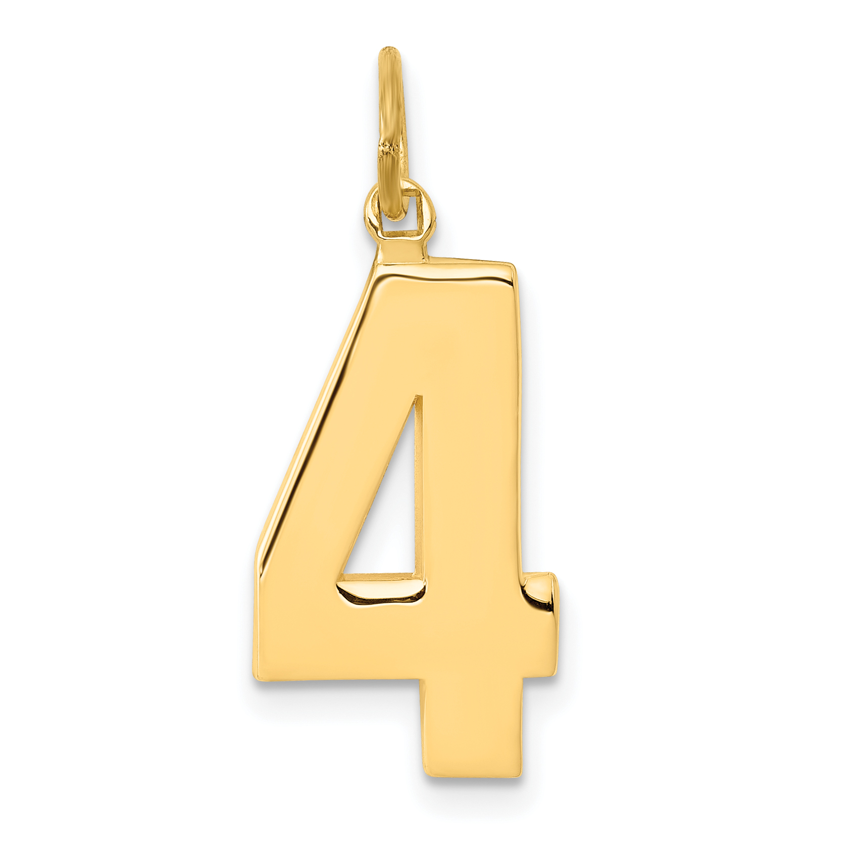 14k  Large Polished Number 4 Charm (LP04)