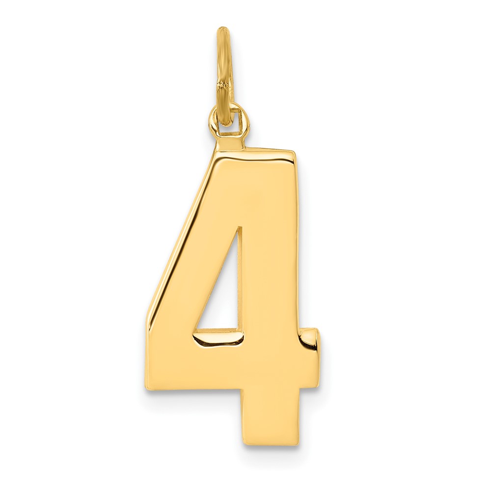14k  Large Polished Number 4 Charm (LP04)