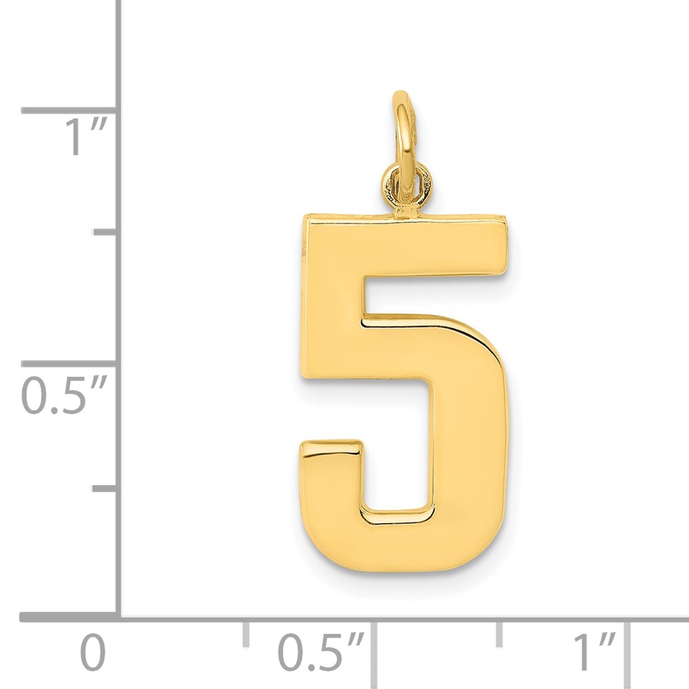 14k  Large Polished Number 5 Charm (LP05)