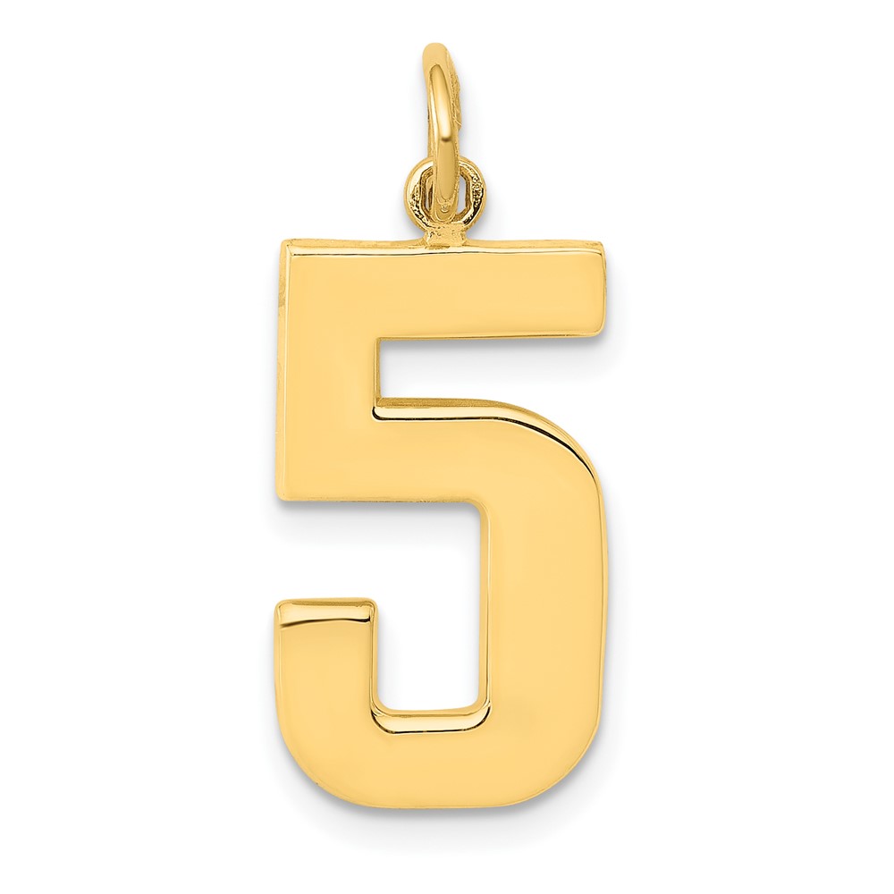 14k  Large Polished Number 5 Charm (LP05)